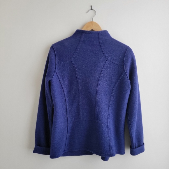EILEEN FISHER Cobalt Blue Merino Wool Jacket - Size Petite Small - Picture 2 of 6